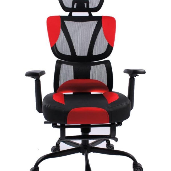 BLACK BULL Mesh Office and Gaming Chair With Footrest , Adjustable Headrest Up & Down with 3D armrest ( Installation not included )