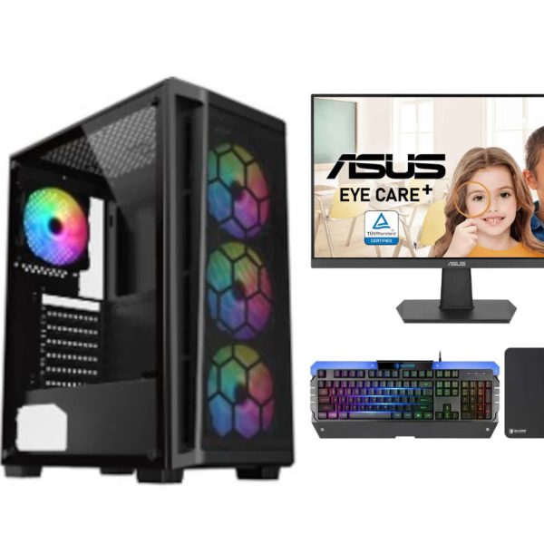 Bundle GAMING PC Core i5-11400F, GTX 1650 , 16GB RAM With ASUS VA24EHF Eye Care Gaming Monitor – 24-inch (23.8-inch viewable), IPS, Full HD, Frameless, 100Hz, Adaptive-Sync, 1ms...
