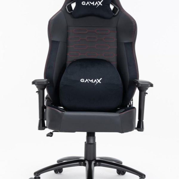 Gamax Ergonomic Adjustable Gaming Chair with Lumbar Support - Black ( Installation not included )