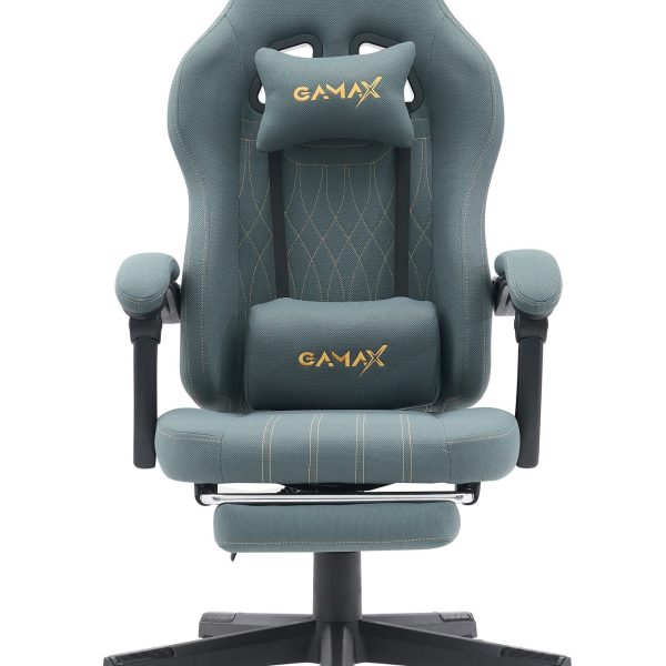 Gamax Model BS-6306 Adjustable Fabric Gaming Chair with Lumbar Support & Foot Rest - Grey ( Installation not included )