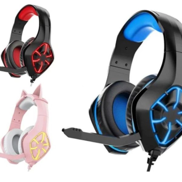 MSL GS-1000 PC Gaming Headset Over-Ear Gaming Headphones with Mic LED Light Noise Cancelling & Volume Control for PS4 PS5 Laptop Mac New Xbox One (Transfer line Included)