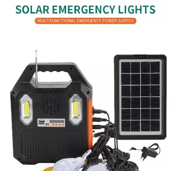 Portable Solar Power Lighting & Charging System with 2 Bulbs for Camping Picnic Home and Outdoors with MP3 & Radio