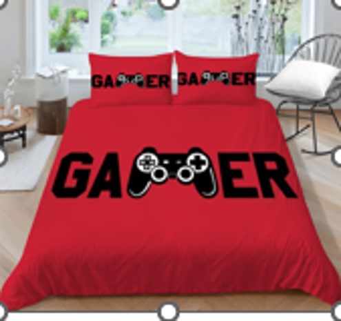 Red Cover " Gamer " Creative Fashionable Unique Design Bed & Pillow Sheet