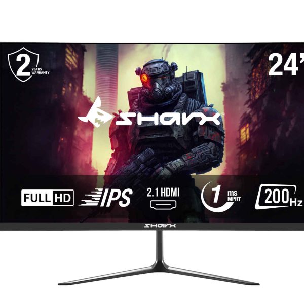 SHARX Gaming Monitor 24", FHD 200hz Refresh Rate, 1ms, IPS, 2.1HDMI, Back Light Sync, Fixed Stand, Free Sync, G-Sync Compatible Model 24F200I.
